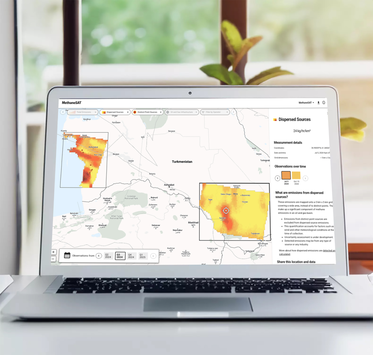 Laptop displaying MethaneSAT data